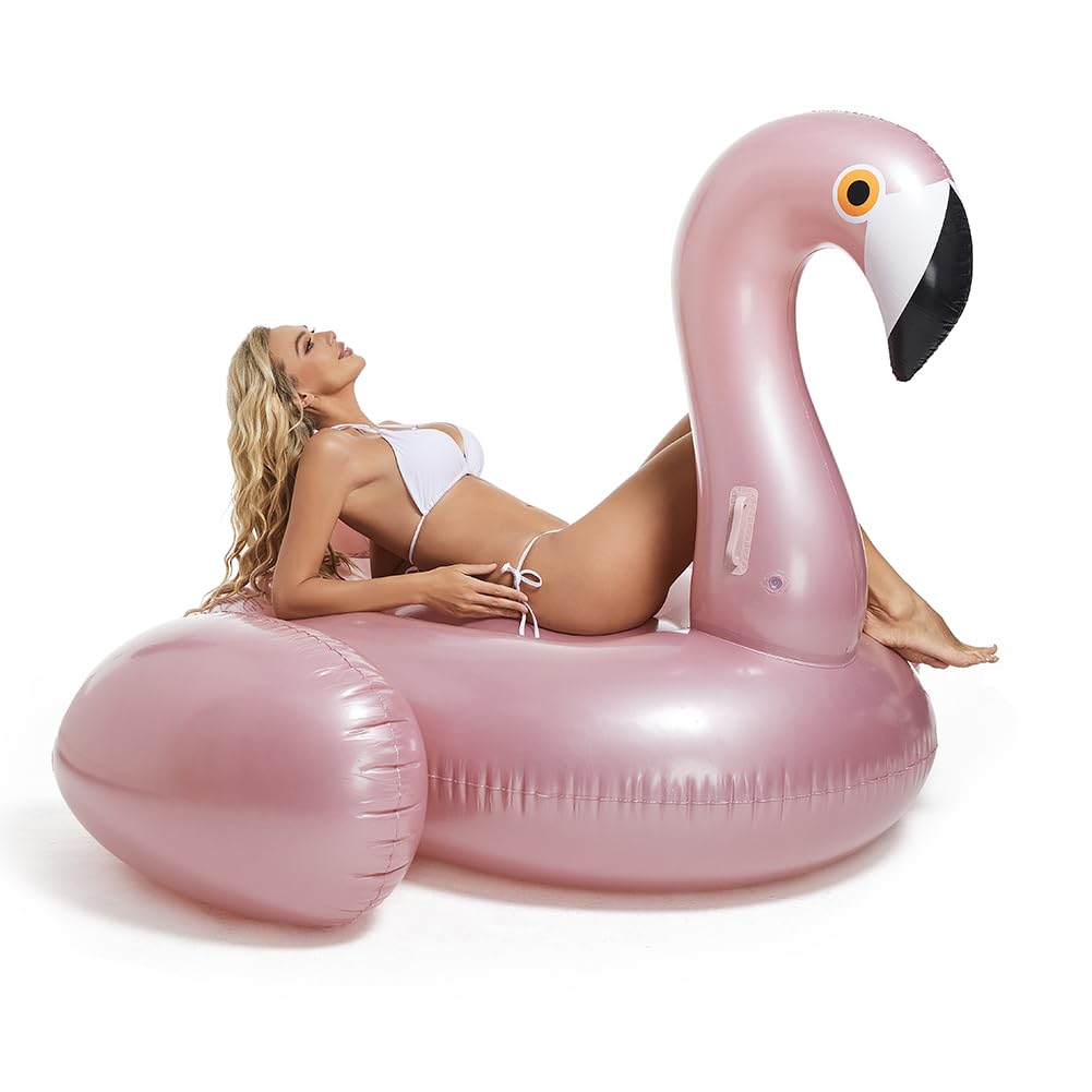 Boryax Giant Inflatable Flamingo Pool Float with Fast Valves Summer Beach Swimming Pool Floatie Lounge Floating Raft Party Decorations Toys for Adults Kids (XL)