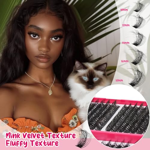 Lash Clusters Kit 432Pcs,8 10 12 14 16 18 MIX Wispy Lashes Cluster Lash Extension Kit With Lash Bond and Seal,Eyelash Remover, Applicator, Eyelash Books DIY at Home