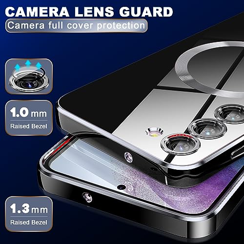 YSLBWLE for Galaxy S23 Ultra Case,[Compatible with Magnetic],[10 FT Military Grade Drop Protection][Anti Yellowing]Slim Soft TPU Luxury Protective Phone Case for Galaxy S23 Ultra-Black 11-sam s23u-06