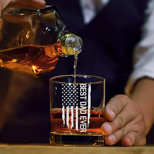 BETHEGIFT Father's Day Gifts for Dad - Dad Gifts from Daughter, Son, Kids - Best Dad Ever Gifts - Birthday Gifts for Dad - Funny Dad Birthday Gift - Whiskey Rock Glass 10.25oz