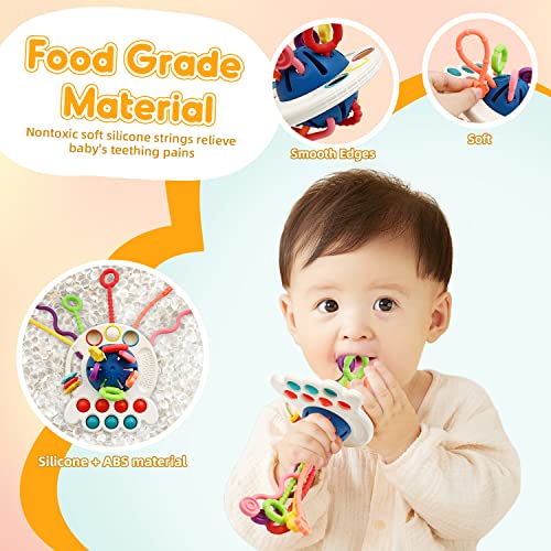 AiTuiTui Sensory Montessori Baby Toys 6 to 12 Months, Toddler Travel Toys for 1 2 Year Old Boy Girl Birthday Gifts, Soft Pull String Fidget Educational Learning Bath Toys for 9 10 18 Months Infants