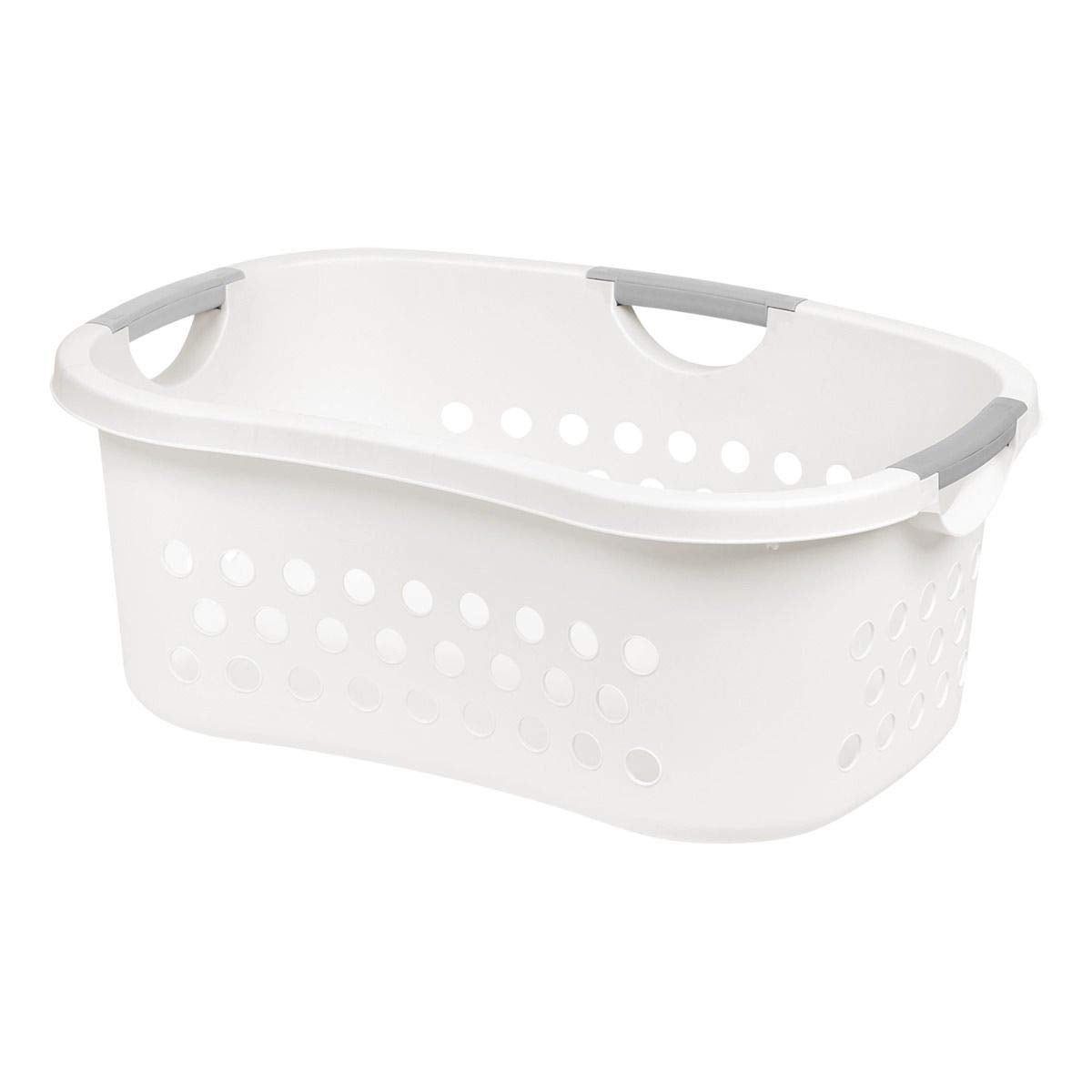 IRIS USA 50L Plastic Hip Hold Laundry Basket with Built-In Comfort Carry Handles, 3-Pack, 1.5 Bushel, Clothes Hamper, Laundry Hamper, Ventilation Holes, for Dorm Laundry Room Bedroom, White