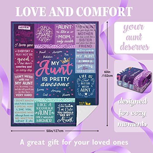 Gevuto Aunt Gifts from Niece Blanket, Best Aunt Ever Throw 50"x60", Mother's Day Christmas Birthday Presents for Auntie, Auntie Gifts for Women