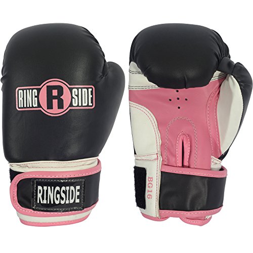 Ringside Pro Style Boxing Training Kickboxing Muay Thai Sparring Gloves, Youth, Black/Pink