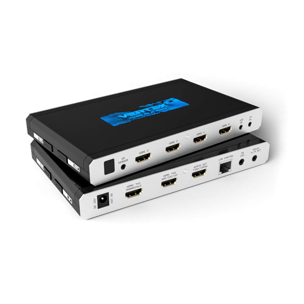 HDFury 4K Vertex² 18Gbps | 4K HDR Splitter | HDMI/eARC Audio Extractor | Auto-Switcher (Four Input Sources Support) | Safari/Chrome Controllable