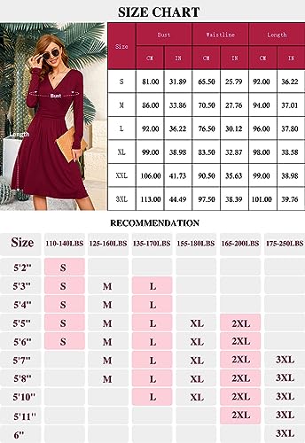 WEACZZY Womens Dresses Long Sleeve Casual Fall Dress V-Neck Formal Dress with Pockets, Floral Lily, XX-Large