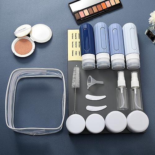 Mrsdry 16 Pack Travel Bottles Set for Toiletries, Leakproof Travel Containers for Toiletries TSA Approved Silicone Travel Accessories Squeezable Refillable 3oz for Shampoo Conditioner Lotion Blue