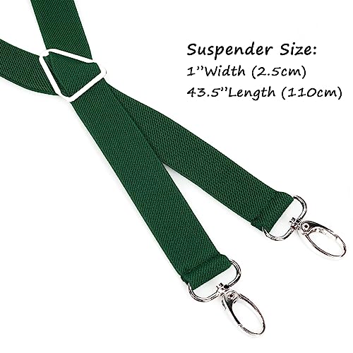 Alizeal Solid Skinny Suspenders X Shape for Men with 4 Clips, Olive Green