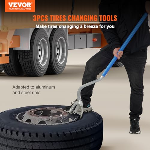 Vevor Mophorn Tire Mount Demount Tool 22.5" to 24.5" Tire Changer Steel Bead Breaker Extra Bead Keeper Tubeless Truck Manual Tire Changing Tools for Car Repairing(Blue)