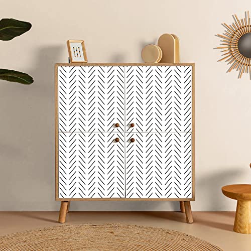 Erfoni Black and White Peel and Stick Wallpaper Modern Herringbone Contact Paper Bathroom 17.7inch x 78.7inch Geometric Removable Wall Paper Peel and Stick Self Adhesive Contact Paper