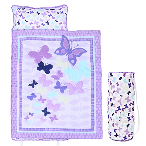 UOMNY Preschool Nap Mat with Pillow and Blanket Toddler Sleeping Bag for Daycare 48x20 Girls Sleeping Mat for Toddlers Kindergarten Blue (Mermaid)