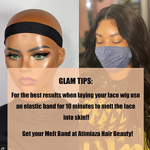 Atimiaza 2 Pcs Elastic Bands for Wig, Lace Melting Edge Wrap to Lay Edges (Black, Pack of 2)