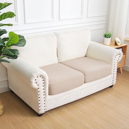 hyha Jacquard Couch Cushion Covers, Magic Sofa Covers Washable, Stretch Couch Covers for 3 Cushion Couch, Diamond Lattice, Thick Sofa Couch Covers for Sectional Sofa (1 Cushion Sofa, Wine Red)