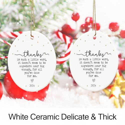 Thank You Gifts for Women, Thank You Ornament Appreciation Gifts for Women, Nurse, Teacher, Friends, Sister,Coworker, Boss, 2.9" Ceramic Thank You Christmas Ornament 2024