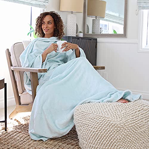 Catalonia Wearable Blanket with Sleeves and Pocket, Soft Comfy Fleece Snuggy Wrap Throws Blanket Robe for Women and Men