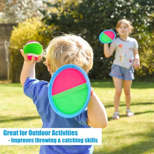 Ayeboovi Toss and Catch Ball Set Beach Toys Pool Toys Outdoor Games Outdoor Toys Yard Games Easter Toys Gifts for Kids Ball and Catch Game with 4 Paddles and 4 Balls [Upgraded Version]