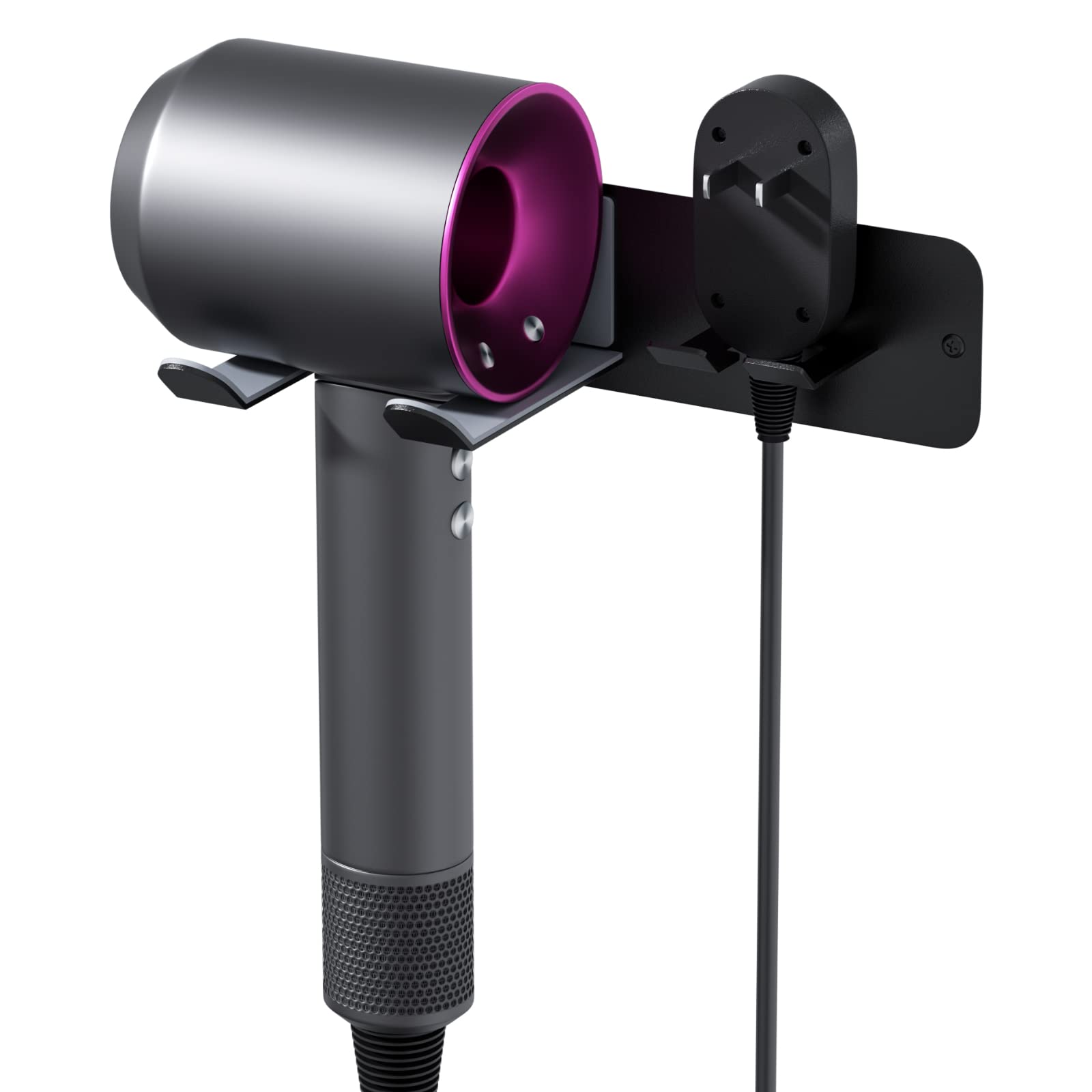 JNIHEEP Hair Dryer Holder Wall Mounted, New Upgrade Stainless Steel Self Adhesive Blow Dryer Holder Rack for Dyson Supersonic Hair Dryer,Black