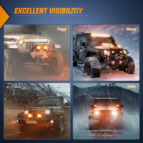 Nilight 4 Inch LED Light Pods Amber Spot Beam Driving Fog Lights 2PCS 18W Off Road Lights Work Light Bar for Truck ATV UTV RV Pick-up Van Boat Tractor