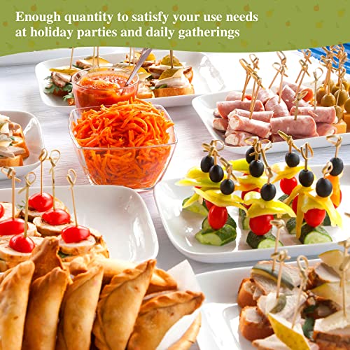 200 Pcs Bamboo Cocktail Sticks Decoration,4.7 Inch Bamboo Fruit Kabob Skewers Food Picks Bamboo Appetizer Cocktail Toothpicks for Barbecue Snacks Events Party Supplies (Bamboo, 200)