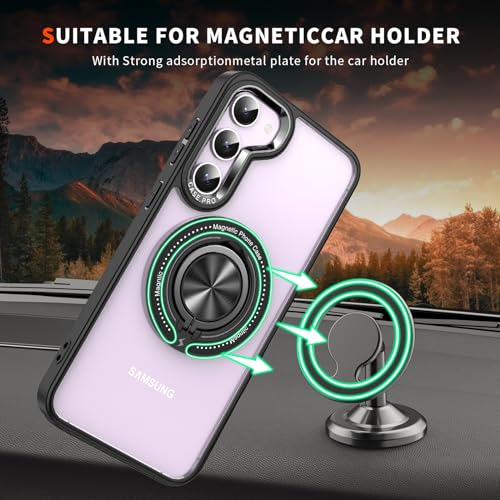 Asuwish Phone Case for Samsung Galaxy S23 Plus S23+ 5G Clear Cell Cover with Tempered Glass Screen Protector and Slim Magnetic Ring Holder Stand S23plus 23S + S 23 23+ SM-S916U 6.6 inch Women Men Pink