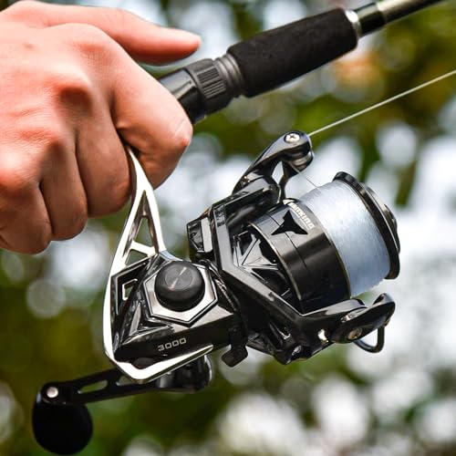 KastKing Megatron Spinning Reel, Great Saltwater Spinning Fishing Reel, Rigid Aluminum Frame 7+1 Double-Shielded Stainless-Steel BB, Over 30 lbs. Carbon Drag, CNC Aluminum Spool & Handle