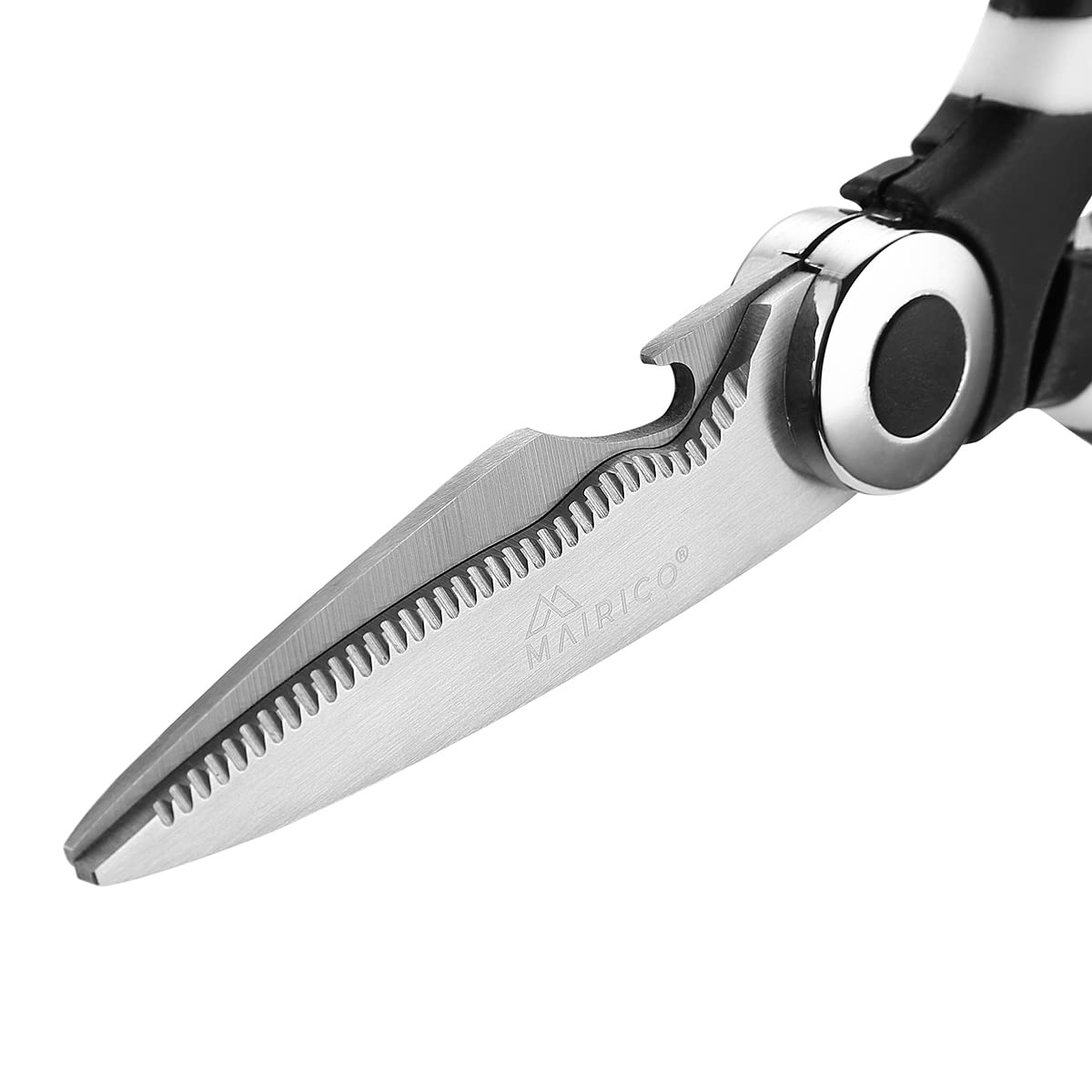 MAIRICO Ultra Sharp Premium Heavy Duty Kitchen Shears- Ultimate Heavy Duty Scissors for Cutting Chicken, Poultry, Fish, Meat and Poultry Bones Black Blue