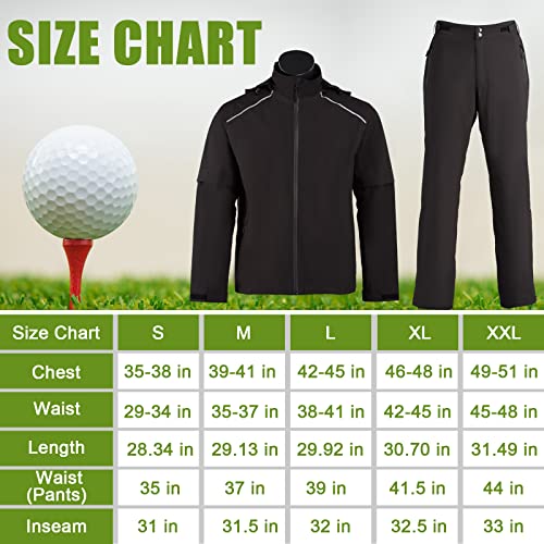 K.E.J. Mens Waterproof Jacket Golf Pants Men Raincoat Lightweight Jacket Rain Suit for Hiking Fishing Hunting Camping Travel