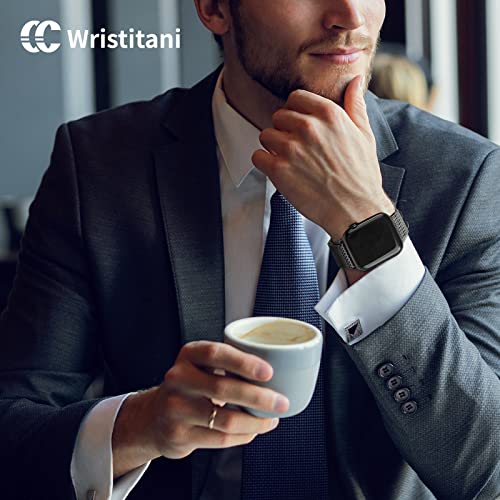 Wristitani Compatible with Apple Watch Band 38mm 40mm 41mm, Magnetic Clasp Strap Stainless Steel Wristband Replacement for iWatch Band Ultra 2 Series 9 8 SE 7 6 5 4 3 2 1, Black