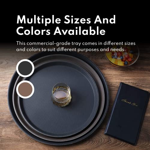 New Star Foodservice 24913 Non-Slip Tray, Plastic, Rubber Lined, Round, 11-inch, Black