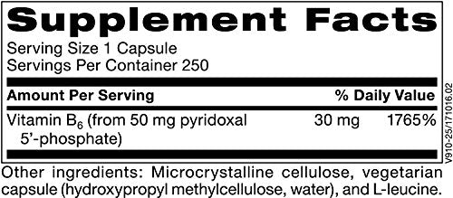 Klaire Labs P-5-P - 30 Milligrams of Bioactive Vitamin B6 Pyridoxal-5-Phosphate for Metabolic & Liver Support, Hypoallergenic (250 Capsules)