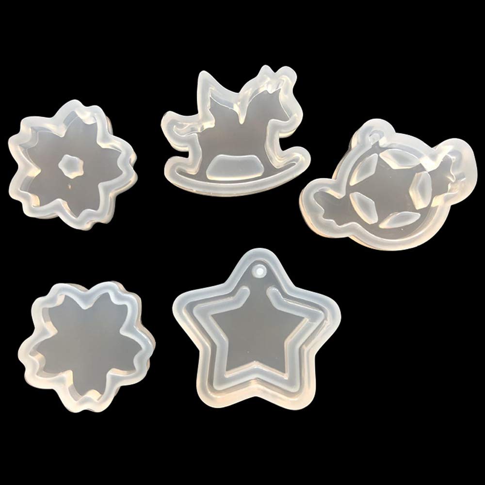 11 Pack Resin Silicone Casting Molds Trays for DIY Jewelry Craft Making, Including Butterfly Cherry Blossom Wooden Horse Sailor Moon and Star Moon Molds