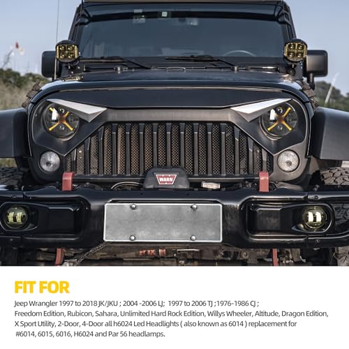 OFFROAD GAMERS X-Style 7 Inch LED Headlights with Hi/Lo Beam, DRL and Amber Turn Signal 2PCS Bright Round Projector Headlights Compatible with Wrangler JK TJ LJ 1997-2018, DOT Approved