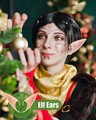 CEDAR BRIGHT Elf Ears Cosplay Masquerade Accessories - Kids&Adult Soft Pointed Ear Tips Anime Party Dress Up Costume Fairy Pixie for Halloween Christmas Party