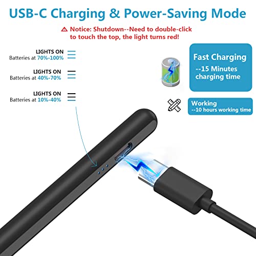 Stylus Pen for iPad 2018-2023, 15 Minute Fast Charging for Apple Pencil for iPad 10th/9th Generation & Pro Series 11/12.9 inch and Air Series 5th/4th/3th Gen with Palm Rejection