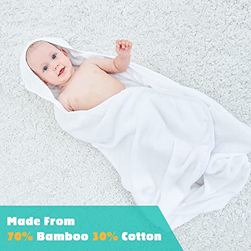 Touchat Hooded Baby Towels, Ultra Soft and Hypoallergenic Baby Bath Towels with Hood for Toddler Infant Newborn, Large and Absorbent Toddler Towels for Baby Boy Girl (Bear, 35.1''x35.1'')