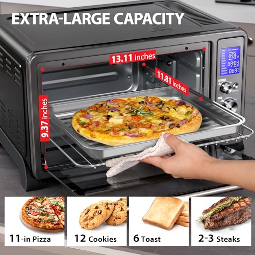 Toshiba Speedy Convection Toaster Oven Countertop with Double Infrared Heating, 10-in-1 with Toast, Pizza, Rotisserie, Larger 6-slice Capacity, 1700W, Black Stainless Steel, Includes 6 Accessories