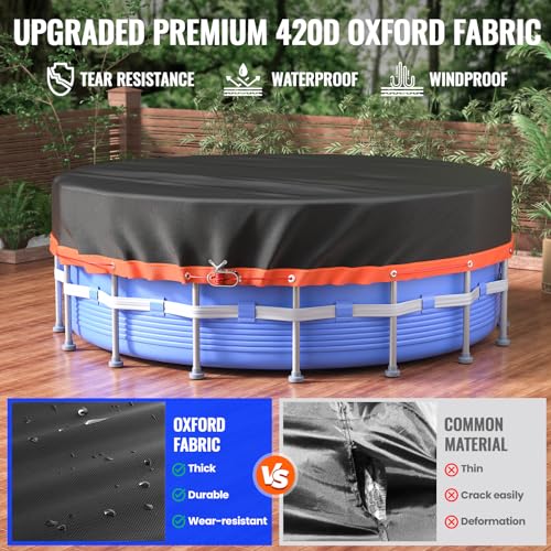 6Ft Round Pool Cover - Solar Covers for Above Ground Pools, Oxford Fabric Pool Covers for Above Ground Pools with Winch and Cable, Waterproof and Dustproof Swimming Pool Cover