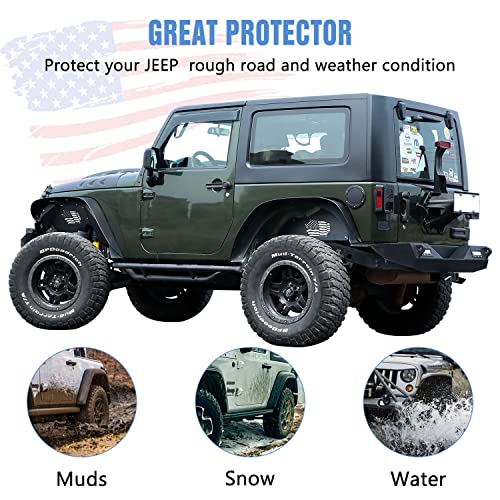 ROADER Front & Rear Inner Fender Liners US Flag Pattern Liner for 2007-2018 Jeep Wrangler JK JKU Unlimited Sport Sahara Rubicon 2/4 Doors