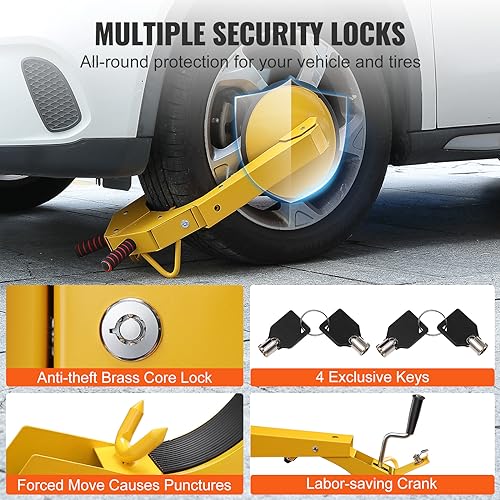 Mophorn 2pcs Heavy-Duty Trailer Wheel Clamp Locks - Adjustable Anti-Theft Tire Locks for Trailers, Cars, Trucks, SUVs