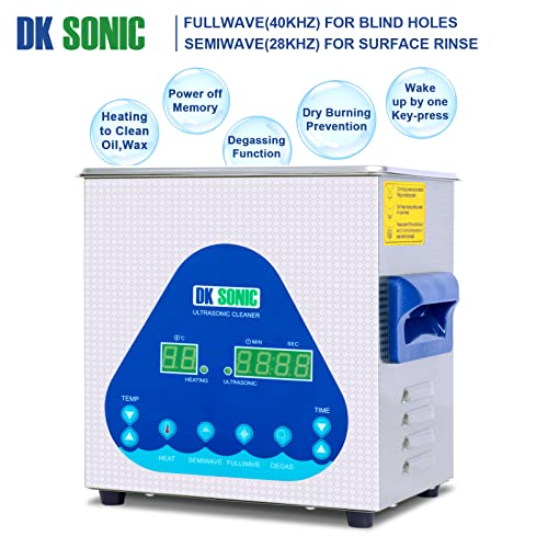 DK SONIC Ultrasonic Cleaner with Digital Timer and Basket for Coins, Small Metal Parts, Record, Circuit Board, Lab Tools (2L, 110V)