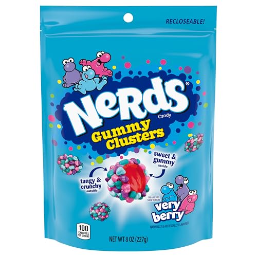 NERDS Gummy Clusters, Candy, Very Berry, Crunchy and Gummy, 8 oz