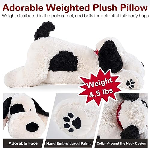 meowtastic Black & White Dog Weighted Stuffed Animals - 22 Inch 4.5 Pounds Weighted Plush Dog Stuffed Animals - Big Stuffed Dog Plush Pillow - Cute Plush Toys Gifts for Kids & Adults (22" 4.5 lbs)
