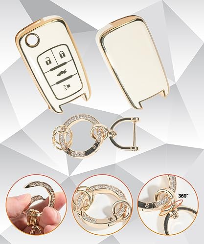 Zlirfy Key fob Cover,Soft TPU Key Shell,Car Accessories Key Shells Key Case with Key Chain,Car Key Case Car Key Shell Protection,Remote Smart Key Case,Car Key fob Cover(for f0rd b)