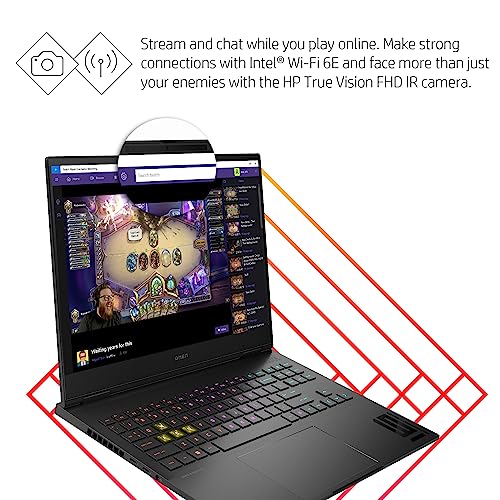 HP OMEN Transcend 16.1" Gaming Laptop PC, NVIDIA GeForce RTX 4060, Intel i7-13700HX, Refined 1080p IPS, HD Webcam (16-u0010nr).,Black