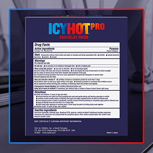Icy Hot Pro No-Mess Pain Relief Patches with Menthol & Camphor & Advanced Hydrogel Technology, 5 Ct.