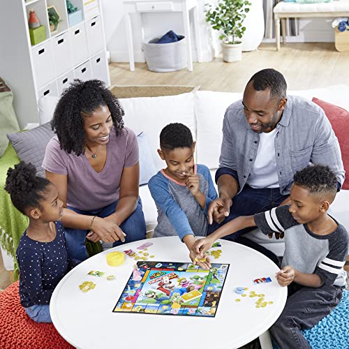 Monopoly Junior Super Mario Edition Board Game, Fun Kids' Ages 5 and Up, Explore The Mushroom Kingdom as Mario, Peach, Yoshi, or Luigi (Amazon Exclusive)