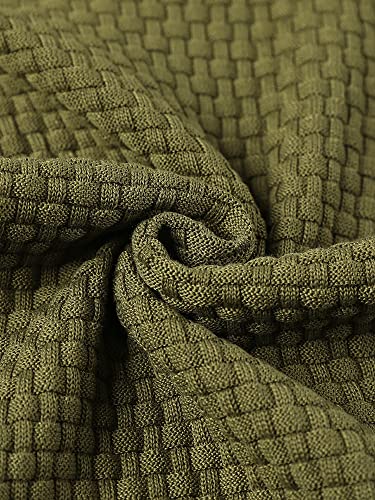 Zaitun Mens Hooded Sweatshirt Long Sleeve Solid Knitted Hoodie Pullover Sweater Green Khaki