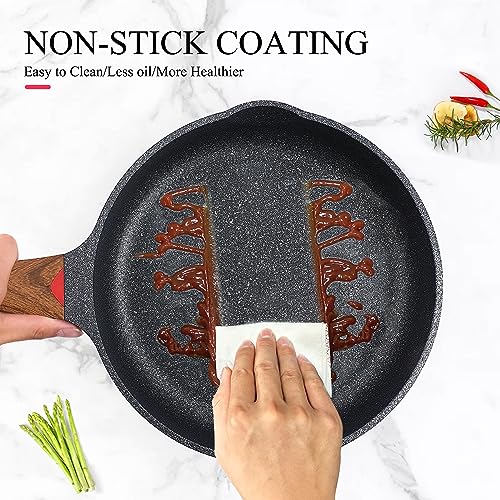 Vinchef Nonstick Frying Pan Anti Scratch,8 Inch Skillet Cast Aluminum Cookware, Induction Compatible