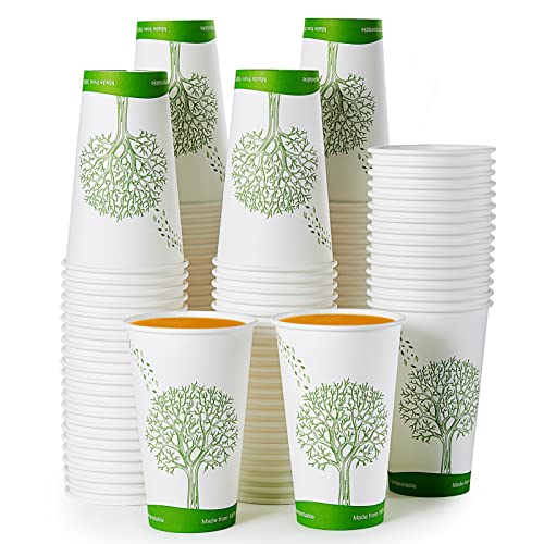 ECOLipak 210 Count 16 oz Compostable Cups, Biodegradable Disposable Paper Cups with PLA Lined, Eco-friendly Paper Coffee Cups for Party, Picnic,Travel,and Events