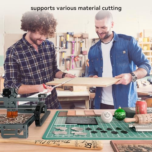 ATOMSTACK 12W Laser Engraver, A10 PRO V2 Laser Cutter, 0.06mm High Accuracy Laser Engraving Machine for Wood and Metal, Dark Acrylic, Glass, Leather, Engraving Area 15.7 "x15.7"